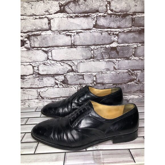 MORESCHI Black Leather Ostrich Cap Toe Oxfords Dress Shoes Men’s Sz 12M US/45EU main image 14